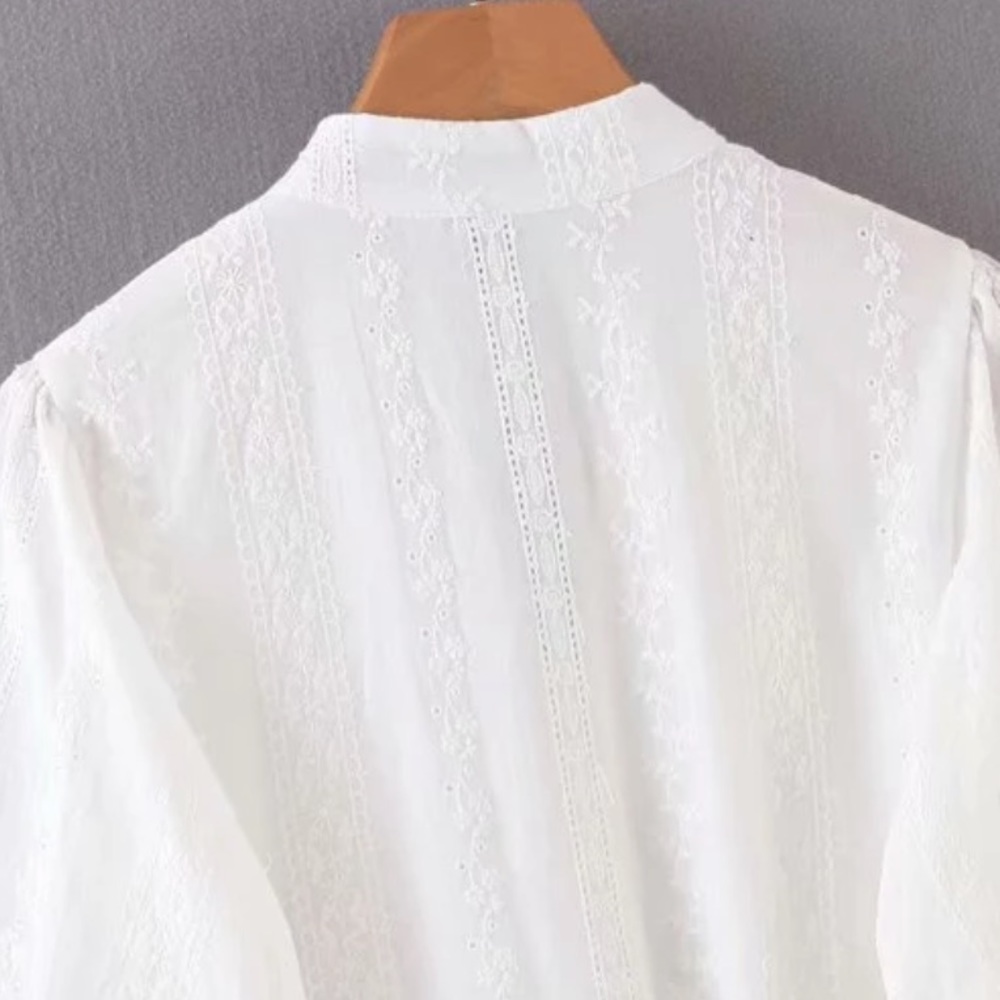 Boho Crochet Eyelet Button Up Gypsy Dress white - Picture 12 of 16